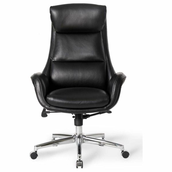 Office Chairs |   Mid-Century Modern Air Leatherette Adjustable Swivel High Back Office, Black Furniture Office Chairs