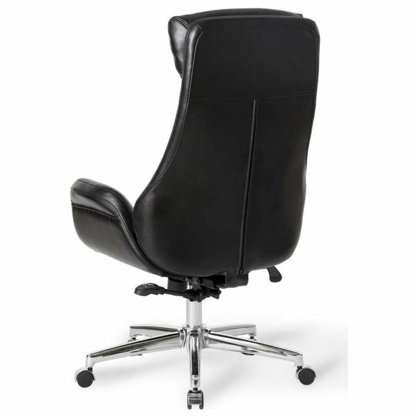 Office Chairs |   Mid-Century Modern Air Leatherette Adjustable Swivel High Back Office, Black Furniture Office Chairs