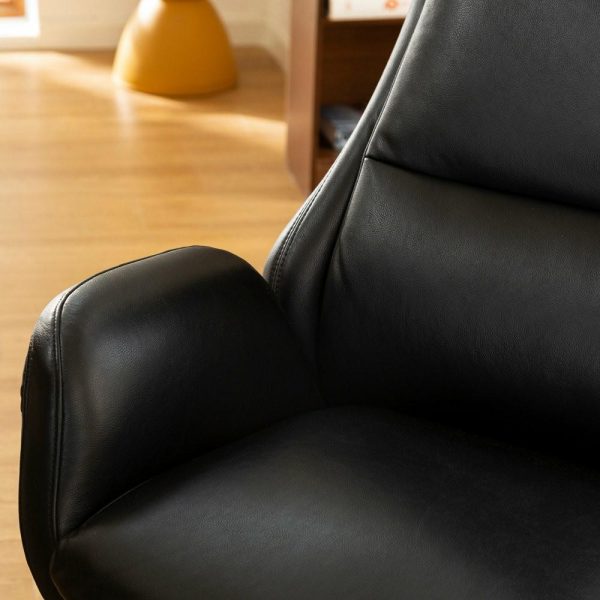 Office Chairs |   Mid-Century Modern Air Leatherette Adjustable Swivel High Back Office, Black Furniture Office Chairs