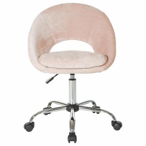 Office Chairs |   Milo Office Chair, Royal Velvet Fabric With Chrome Base, Blush Furniture Office Chairs