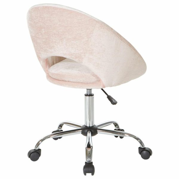 Office Chairs |   Milo Office Chair, Royal Velvet Fabric With Chrome Base, Blush Furniture Office Chairs