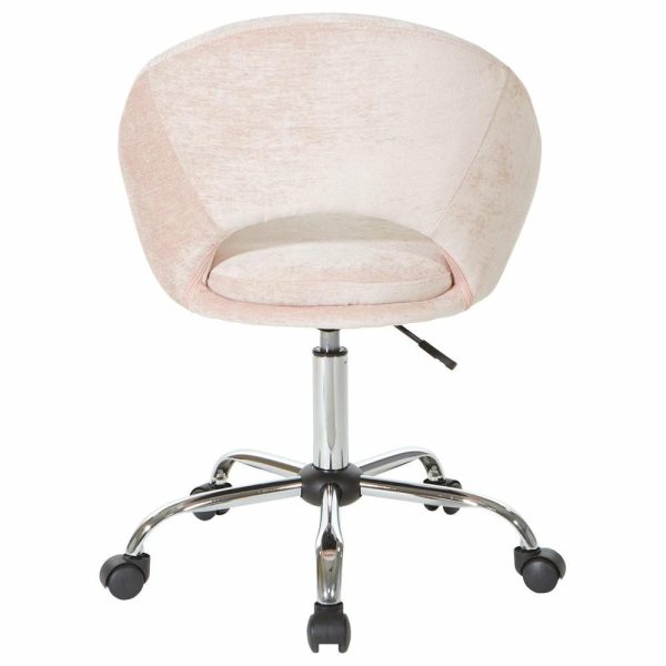 Office Chairs |   Milo Office Chair, Royal Velvet Fabric With Chrome Base, Blush Furniture Office Chairs