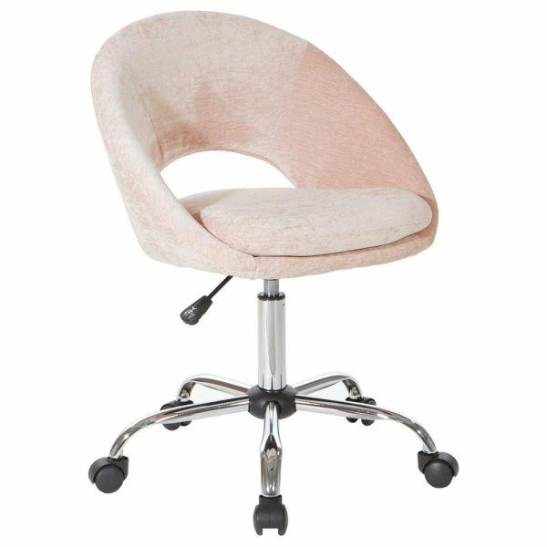 Office Chairs |   Milo Office Chair, Royal Velvet Fabric With Chrome Base, Blush Furniture Office Chairs