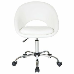 Office Chairs |   Milo Office Chair, Royal Velvet Fabric With Chrome Base, White Furniture Office Chairs