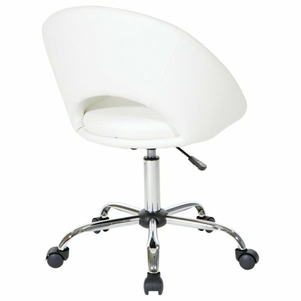 Office Chairs |   Milo Office Chair, Royal Velvet Fabric With Chrome Base, White Furniture Office Chairs