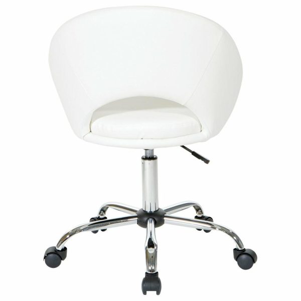 Office Chairs |   Milo Office Chair, Royal Velvet Fabric With Chrome Base, White Furniture Office Chairs