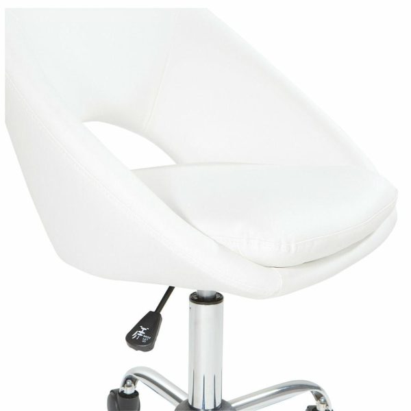 Office Chairs |   Milo Office Chair, Royal Velvet Fabric With Chrome Base, White Furniture Office Chairs