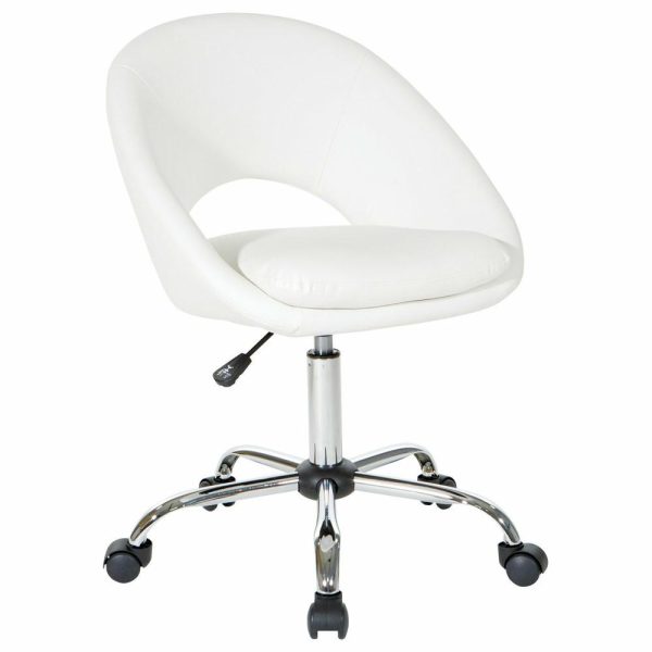 Office Chairs |   Milo Office Chair, Royal Velvet Fabric With Chrome Base, White Furniture Office Chairs