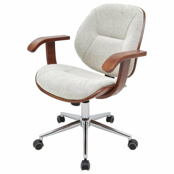 Office Chairs |   Samuel Fabric Bamboo Office Chair With Armrest, Havana Linen Furniture Office Chairs