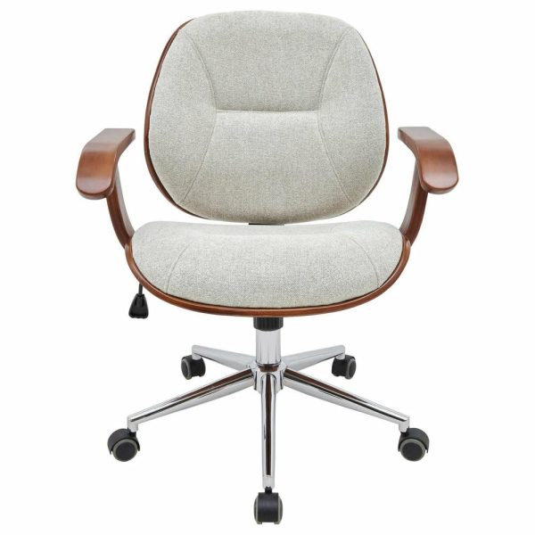 Office Chairs |   Samuel Fabric Bamboo Office Chair With Armrest, Havana Linen Furniture Office Chairs