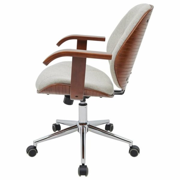 Office Chairs |   Samuel Fabric Bamboo Office Chair With Armrest, Havana Linen Furniture Office Chairs