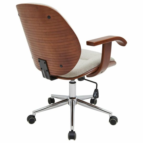 Office Chairs |   Samuel Fabric Bamboo Office Chair With Armrest, Havana Linen Furniture Office Chairs