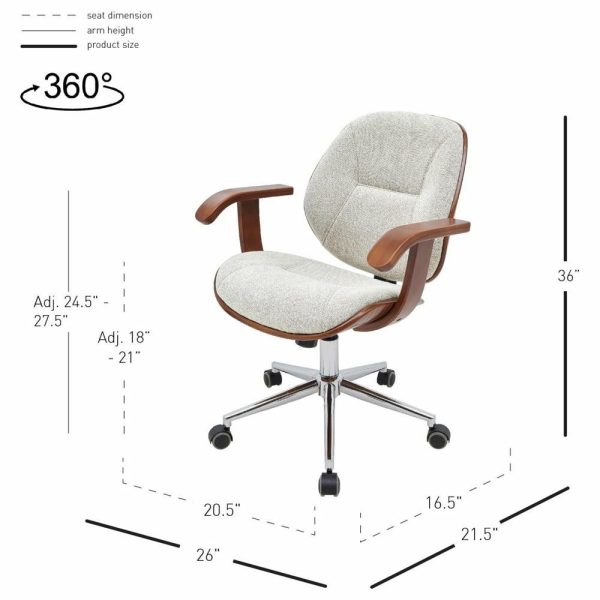 Office Chairs |   Samuel Fabric Bamboo Office Chair With Armrest, Havana Linen Furniture Office Chairs