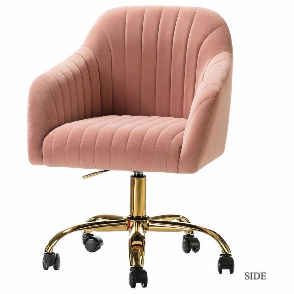 Office Chairs |   Swivel Rolling Task Chair With Tufted Back, Pink Furniture Office Chairs