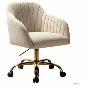 Office Chairs |   Swivel Rolling Task Chair With Tufted Back, Tan Furniture Office Chairs