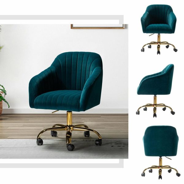 Office Chairs |   Swivel Rolling Task Chair With Tufted Back, Teal Furniture Office Chairs