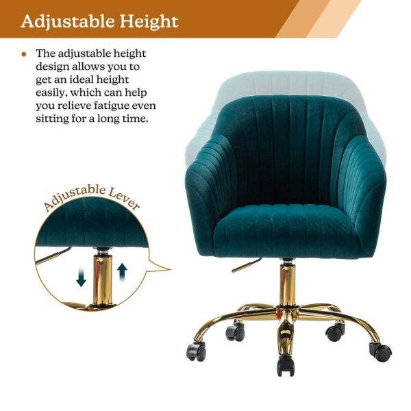 Office Chairs |   Swivel Rolling Task Chair With Tufted Back, Teal Furniture Office Chairs