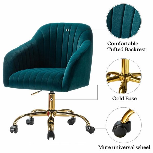 Office Chairs |   Swivel Rolling Task Chair With Tufted Back, Teal Furniture Office Chairs