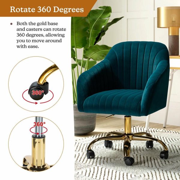 Office Chairs |   Swivel Rolling Task Chair With Tufted Back, Teal Furniture Office Chairs