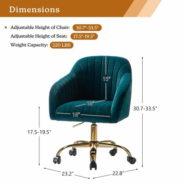 Office Chairs |   Swivel Rolling Task Chair With Tufted Back, Teal Furniture Office Chairs