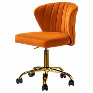 Office Chairs |   Swivel Task Chair With Tufted Back, Orange Furniture Office Chairs