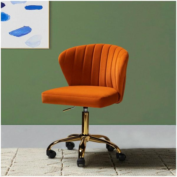 Office Chairs |   Swivel Task Chair With Tufted Back, Orange Furniture Office Chairs