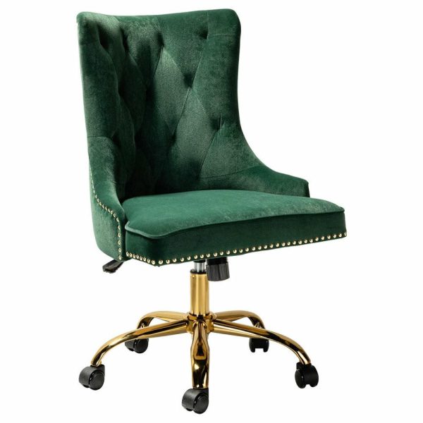 Office Chairs |   Swivel Task Chair,Velvet Office Chair, Green Furniture Office Chairs