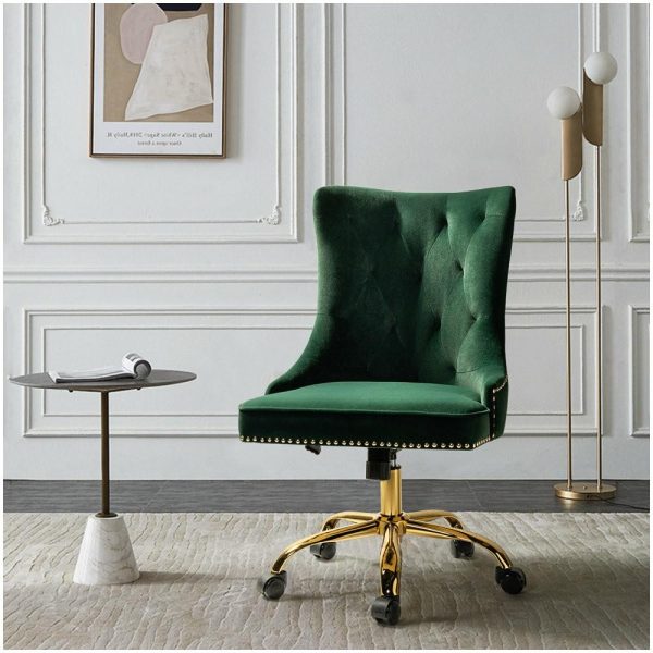 Office Chairs |   Swivel Task Chair,Velvet Office Chair, Green Furniture Office Chairs