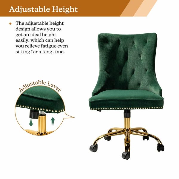 Office Chairs |   Swivel Task Chair,Velvet Office Chair, Green Furniture Office Chairs