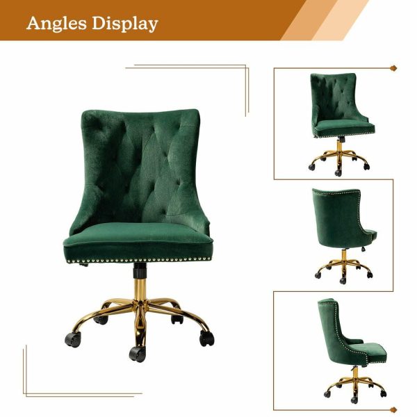 Office Chairs |   Swivel Task Chair,Velvet Office Chair, Green Furniture Office Chairs