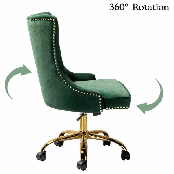 Office Chairs |   Swivel Task Chair,Velvet Office Chair, Green Furniture Office Chairs