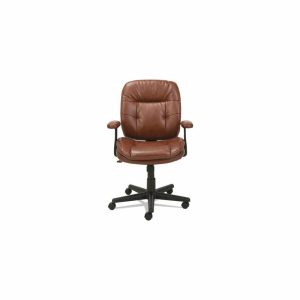 Office Chairs |   Swivel/Tilt Leather Task Chair, Fixed T-Bar Arms, Chestnut Brown Furniture Office Chairs