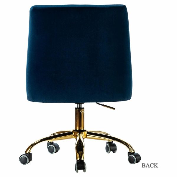 Office Chairs |   Upholstered Swivel Task Chair With Golden Base, Navy Furniture Office Chairs