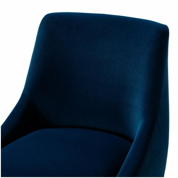 Office Chairs |   Upholstered Swivel Task Chair With Golden Base, Navy Furniture Office Chairs