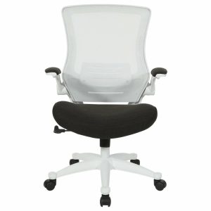 Office Chairs |   White Screen Back Manager’s Chair, Linen Stone Fabric, Linen Black Furniture Office Chairs