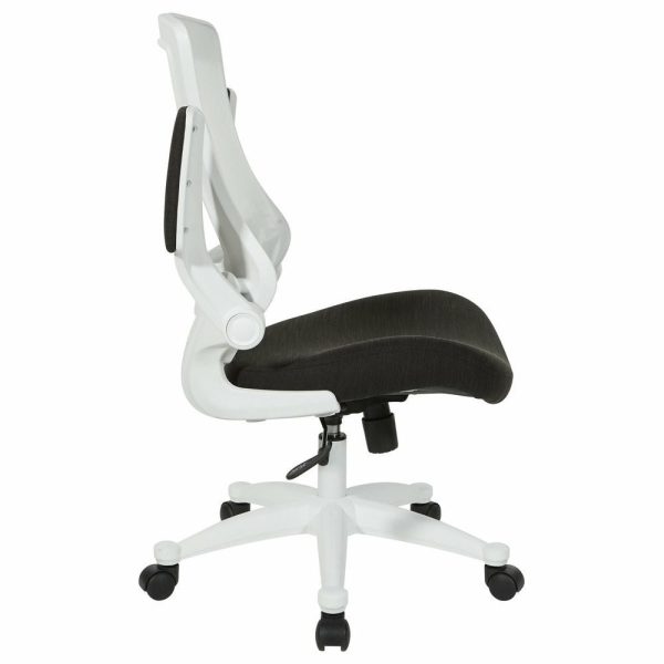 Office Chairs |   White Screen Back Manager’s Chair, Linen Stone Fabric, Linen Black Furniture Office Chairs