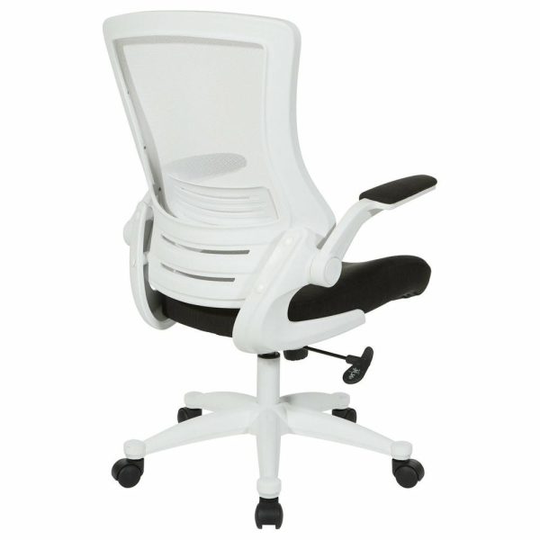 Office Chairs |   White Screen Back Manager’s Chair, Linen Stone Fabric, Linen Black Furniture Office Chairs