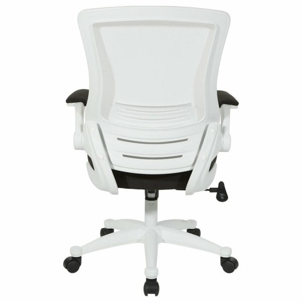 Office Chairs |   White Screen Back Manager’s Chair, Linen Stone Fabric, Linen Black Furniture Office Chairs