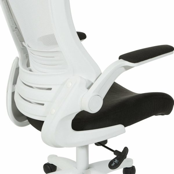 Office Chairs |   White Screen Back Manager’s Chair, Linen Stone Fabric, Linen Black Furniture Office Chairs