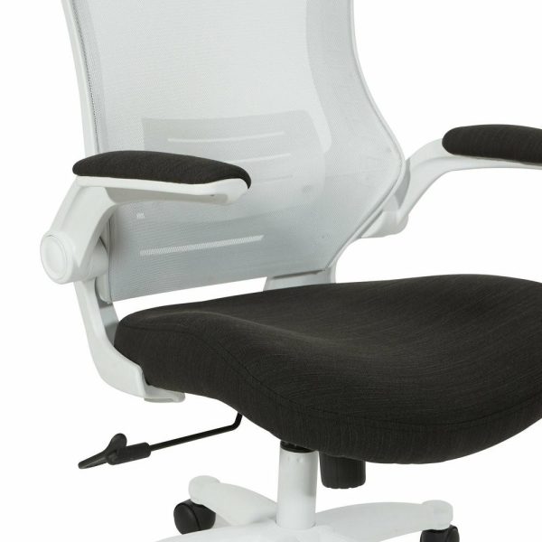 Office Chairs |   White Screen Back Manager’s Chair, Linen Stone Fabric, Linen Black Furniture Office Chairs