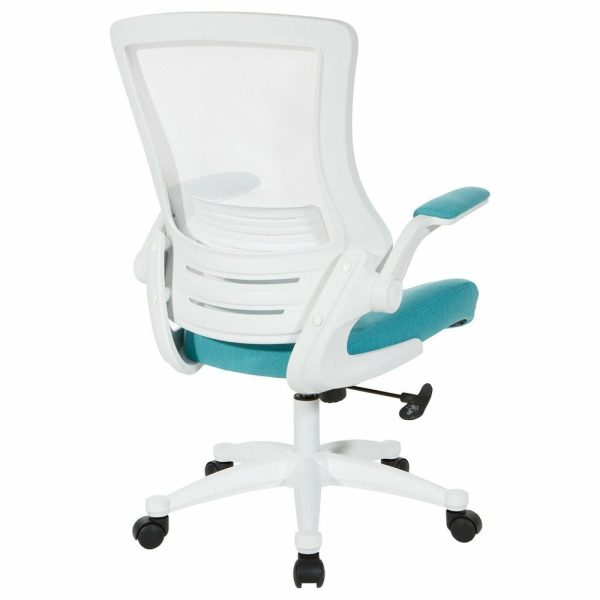 Office Chairs |   White Screen Back Manager’s Chair, Linen Stone Fabric, Linen Turquoise Furniture Office Chairs