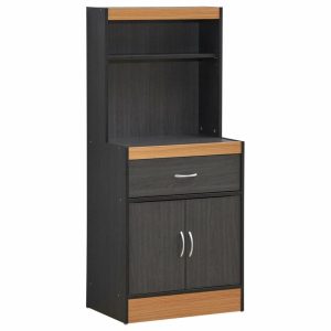 Pantry Cabinets |   54″ Tall Open Shelves Enclosed Storage Kitchen Cabinet, Black-Beech Furniture Pantry Cabinets