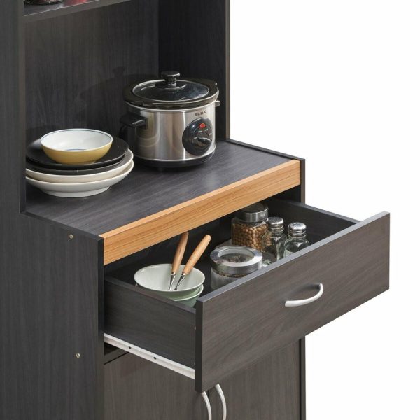 Pantry Cabinets |   54″ Tall Open Shelves Enclosed Storage Kitchen Cabinet, Black-Beech Furniture Pantry Cabinets