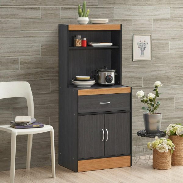 Pantry Cabinets |   54″ Tall Open Shelves Enclosed Storage Kitchen Cabinet, Black-Beech Furniture Pantry Cabinets