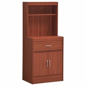 Pantry Cabinets |   54″ Tall Open Shelves Enclosed Storage Kitchen Cabinet, Cherry Furniture Pantry Cabinets