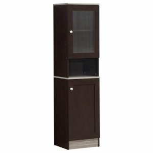 Pantry Cabinets |   63″ Tall Open Shelf Enclosed Storage Kitchen Pantry, Chocolate-Gray Furniture Pantry Cabinets