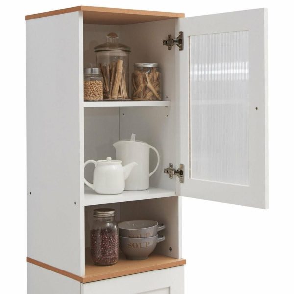 Pantry Cabinets |   63″ Tall Open Shelf Enclosed Storage Kitchen Pantry, White Furniture Pantry Cabinets