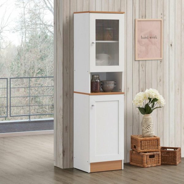 Pantry Cabinets |   63″ Tall Open Shelf Enclosed Storage Kitchen Pantry, White Furniture Pantry Cabinets