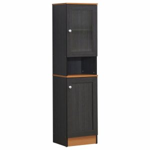 Pantry Cabinets |   63″ Tall Slim Open Shelf Plus Top And Bottom Enclosed Storage Pantry Furniture Pantry Cabinets