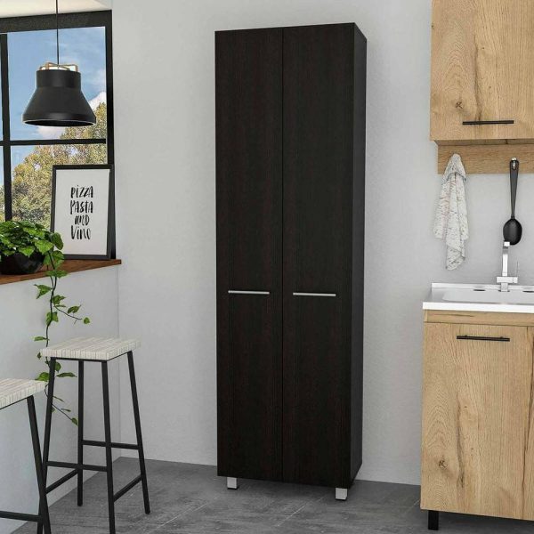 Pantry Cabinets |   78″ Modern Black Pantry Cabinet With Two Full Size Doors Furniture Pantry Cabinets